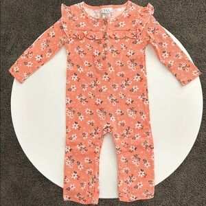 NWOT Nicole Miller Floral Orange Baby Romper 18M